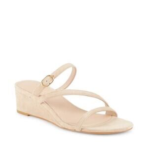 Stuart Weitzman Align II Suede Sandal In Golden Beige, 10 - BRAND NEW IN BOX